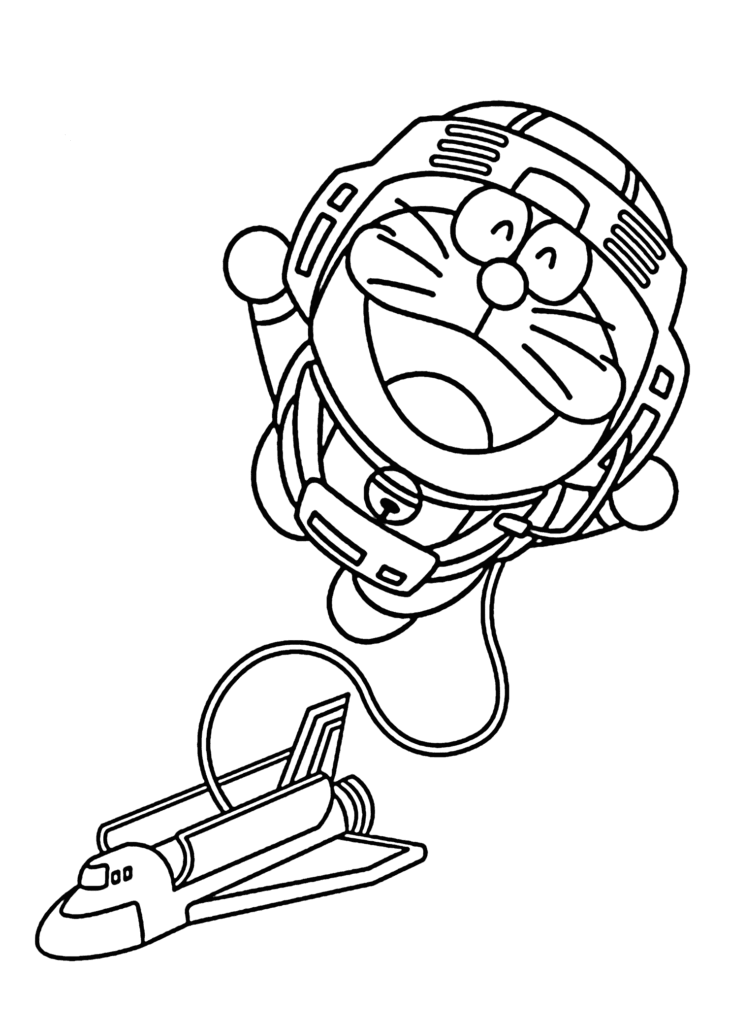 Desenho de Doraemon Astronauta para Imprimir e Pintar Pdf