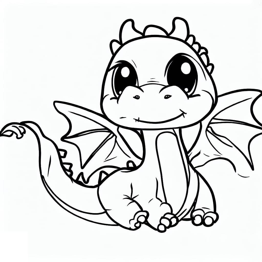 Desenho de um Pequeno Dragão para Colorir