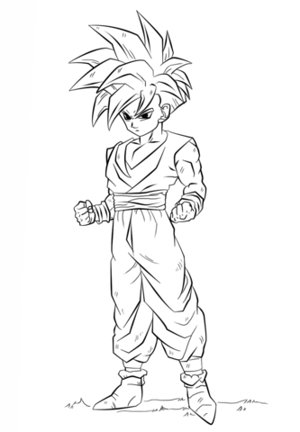Desenho de Dragon Ball Z Gohan para Colorir de Graça