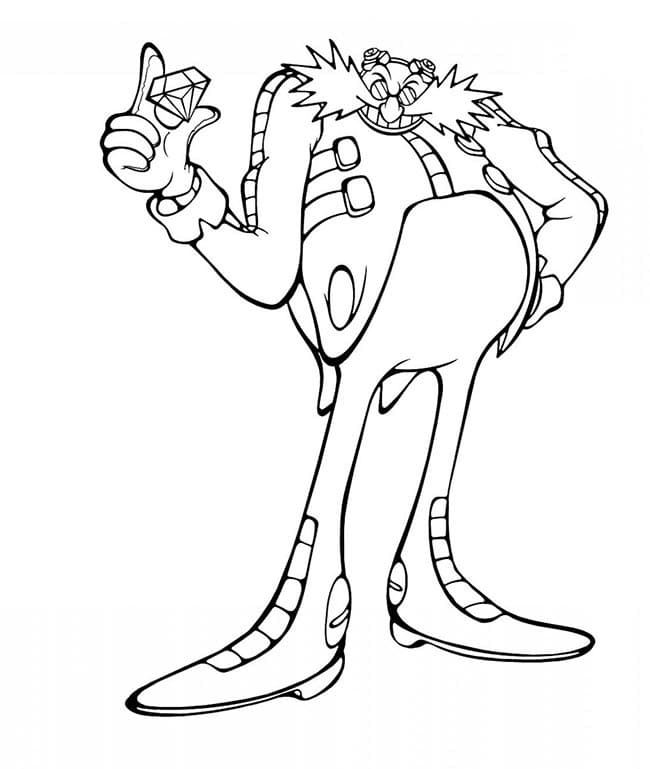 Desenho de Doutor Eggman com um Diamante para Colorir