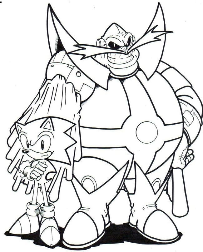 Desenho de Sonic e Doutor Eggman para Colorir