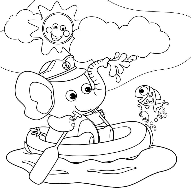 Desenho de Elefante Alegre para Colorir