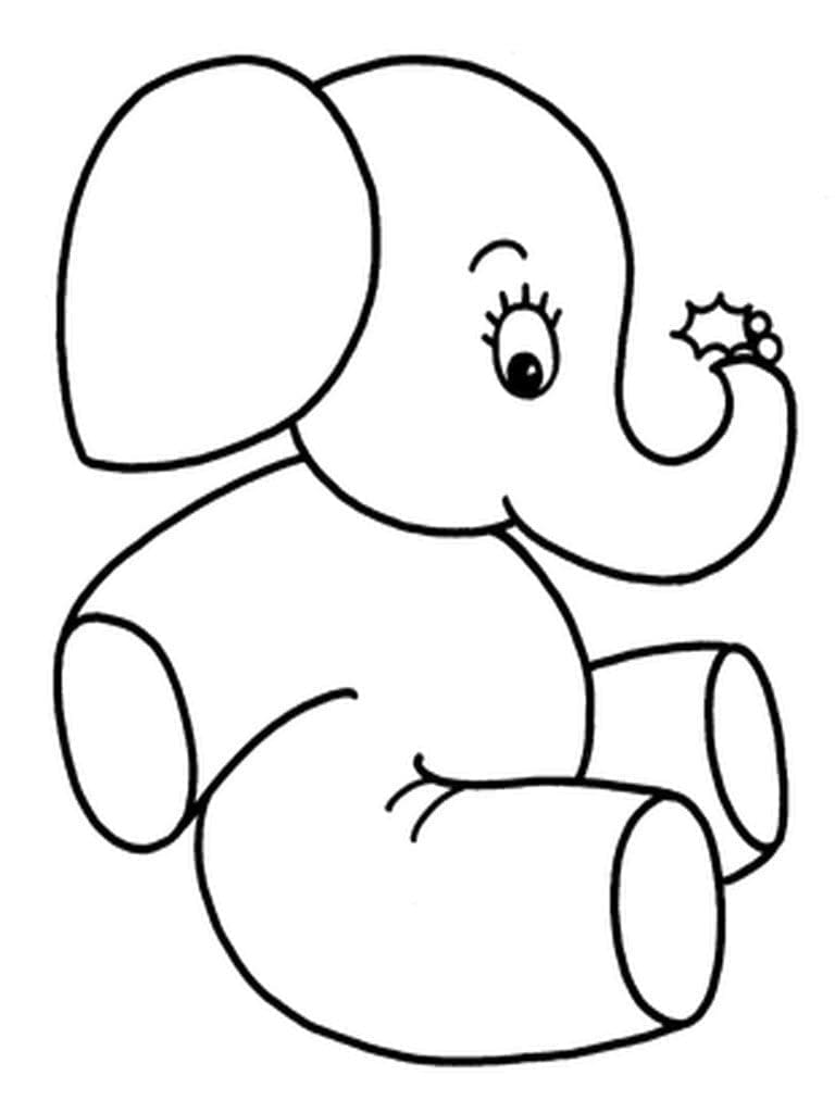 Desenho de Elefante Fácil para Colorir