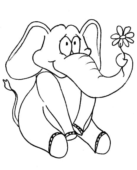 Desenho de Elefante Muito Feliz para Colorir