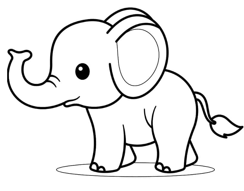 Desenho de Elefante Muito Fofo para Colorir