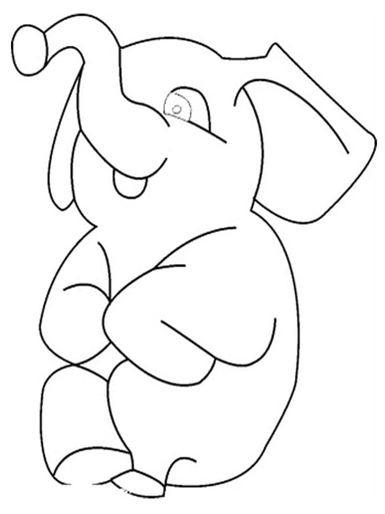 Desenho de Elefante Muito Simples para Colorir