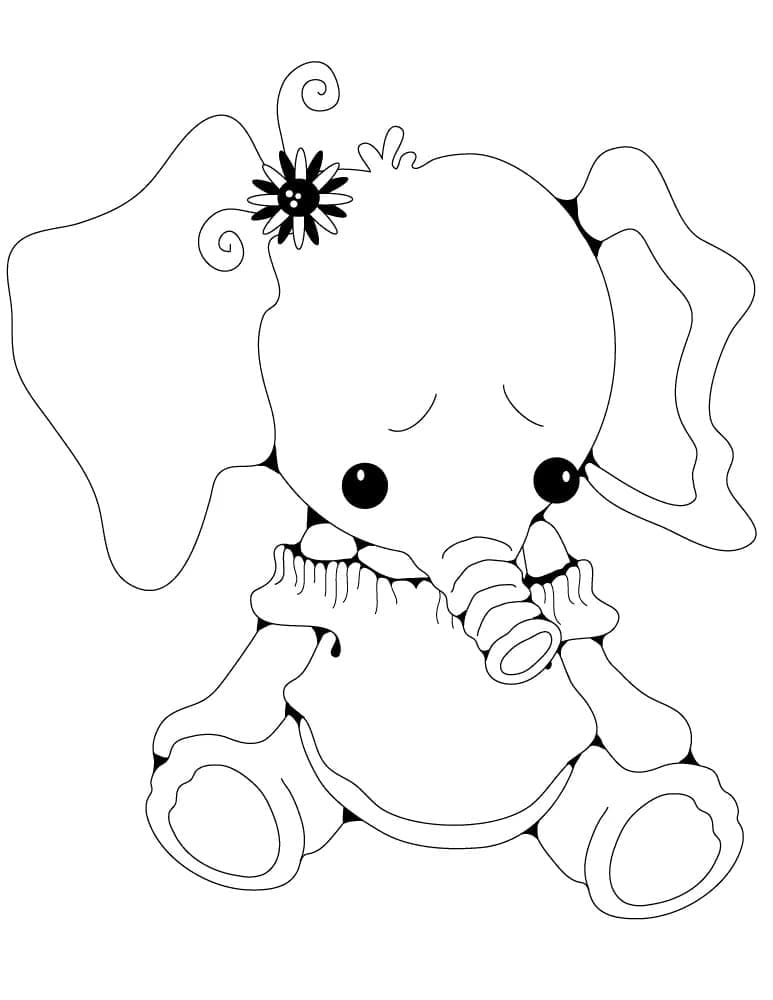 Desenho de Elefante Recheado para Colorir