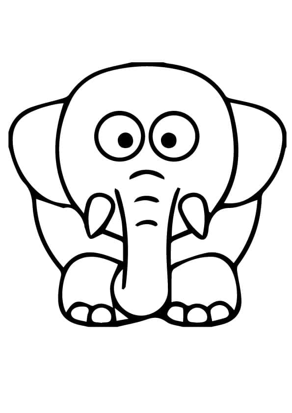 Desenho de Elefante Simples para Colorir