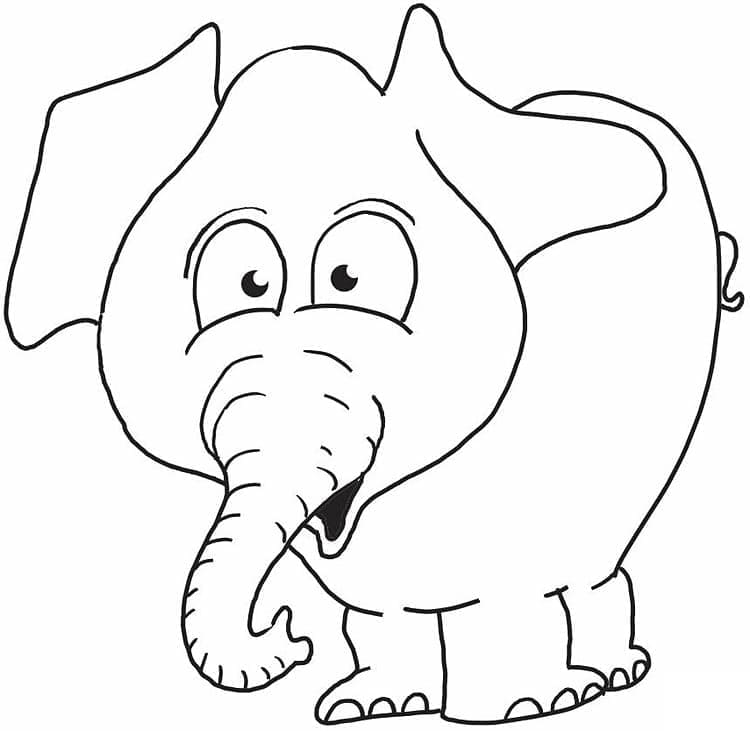 Desenho de Elefante de Desenho Animado para Colorir