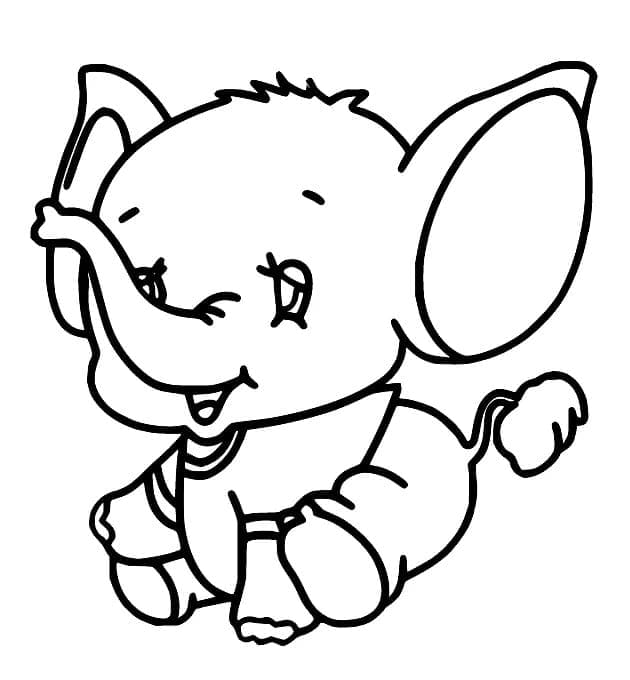 Desenho de um Bebê Elefante para Colorir