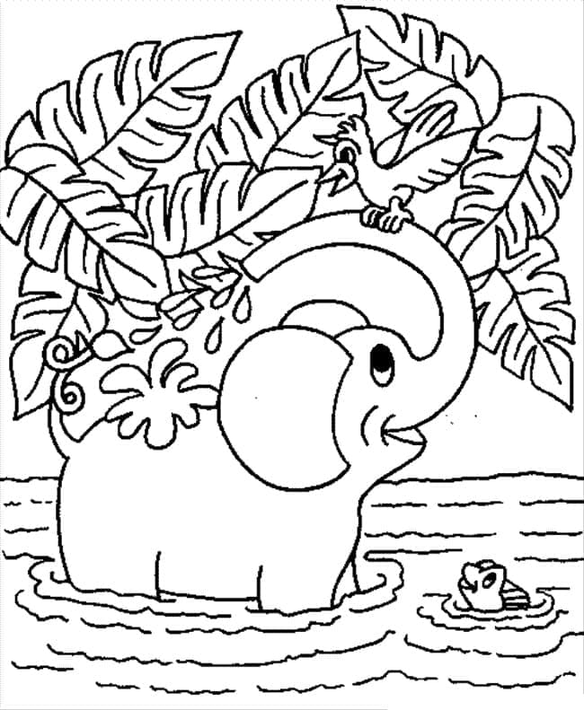 Desenho de um Elefante Alegre para Colorir