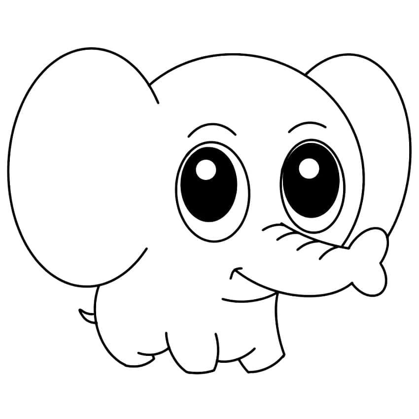 Desenho de um Elefante Fofo para Colorir