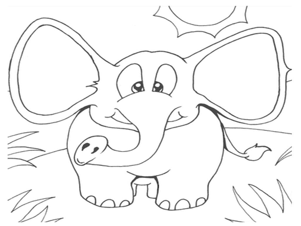 Desenho de um Elefante Muito Engraçado para Colorir