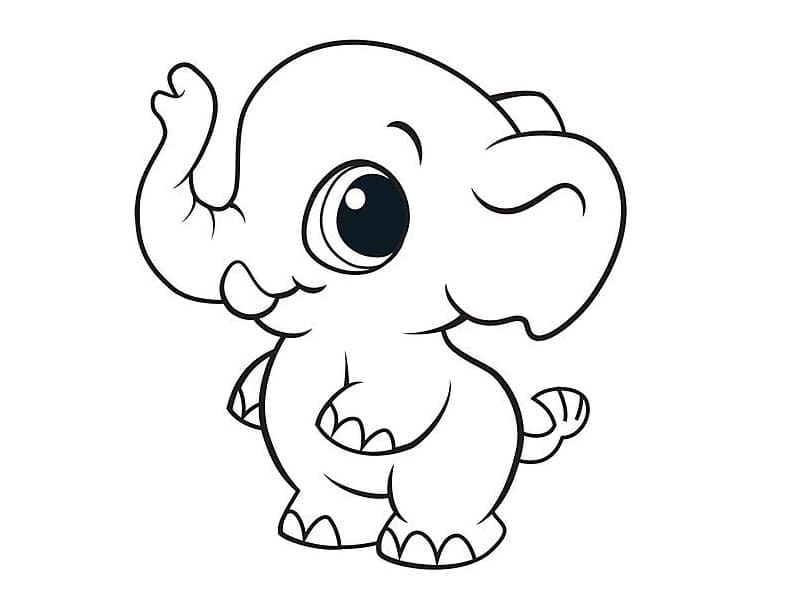 Desenho de um Elefante Muito Fofo para Colorir