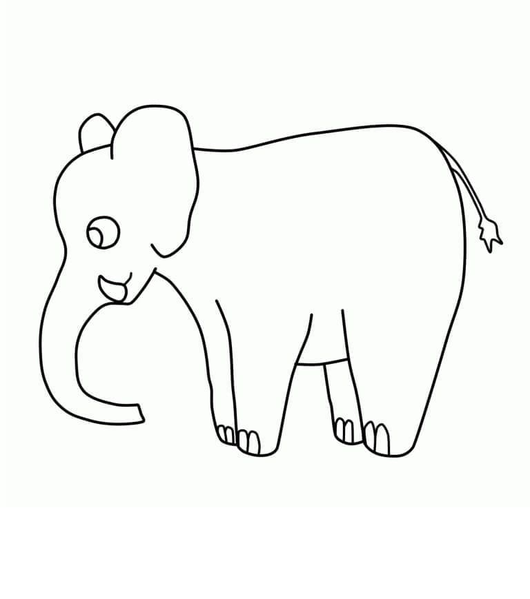 Desenho de um Elefante Muito Simples para Colorir
