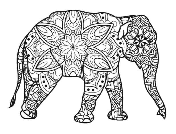 Desenho de um Elefante Zentangle para Colorir