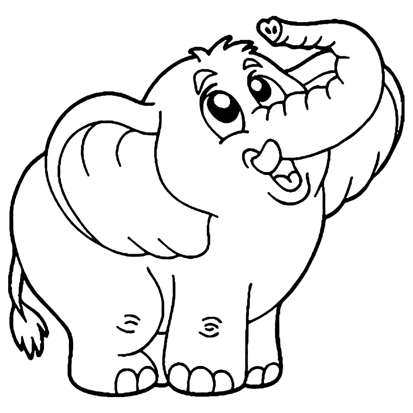 Desenho de um Elefante de Desenho Animado para Colorir