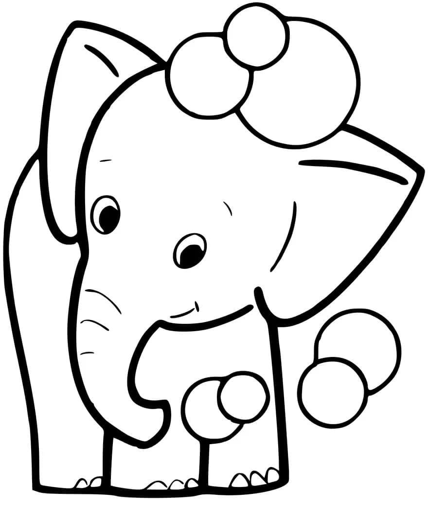 Desenho de um Lindo Elefante para Colorir