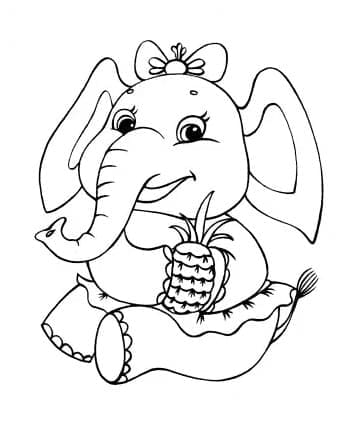 Desenho de um Pequeno Elefante para Colorir