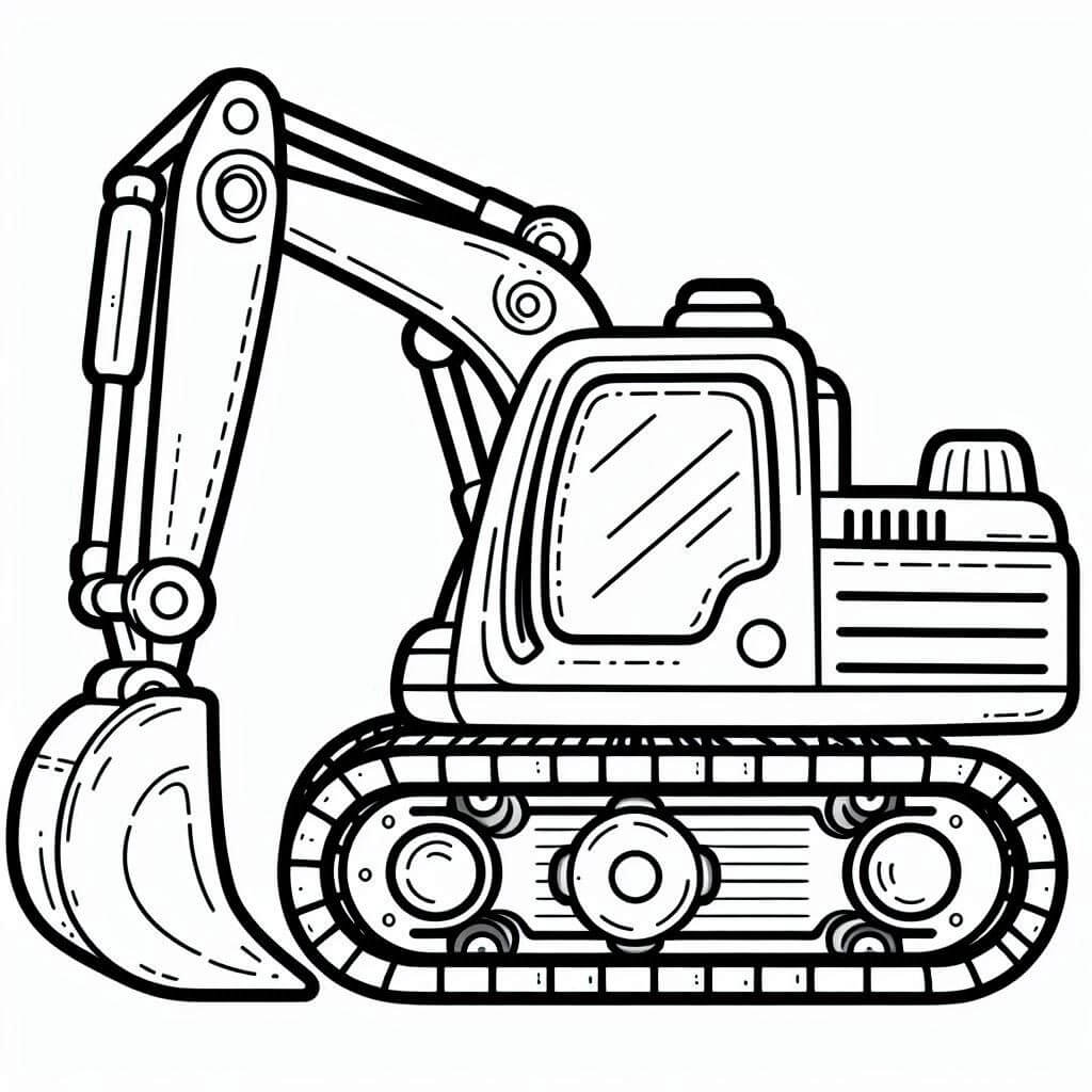 Desenho de Escavadeira Fofa para Colorir