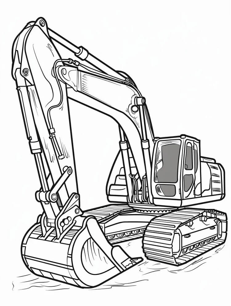 Desenho de Escavadeira Grátis para Crianças para Colorir