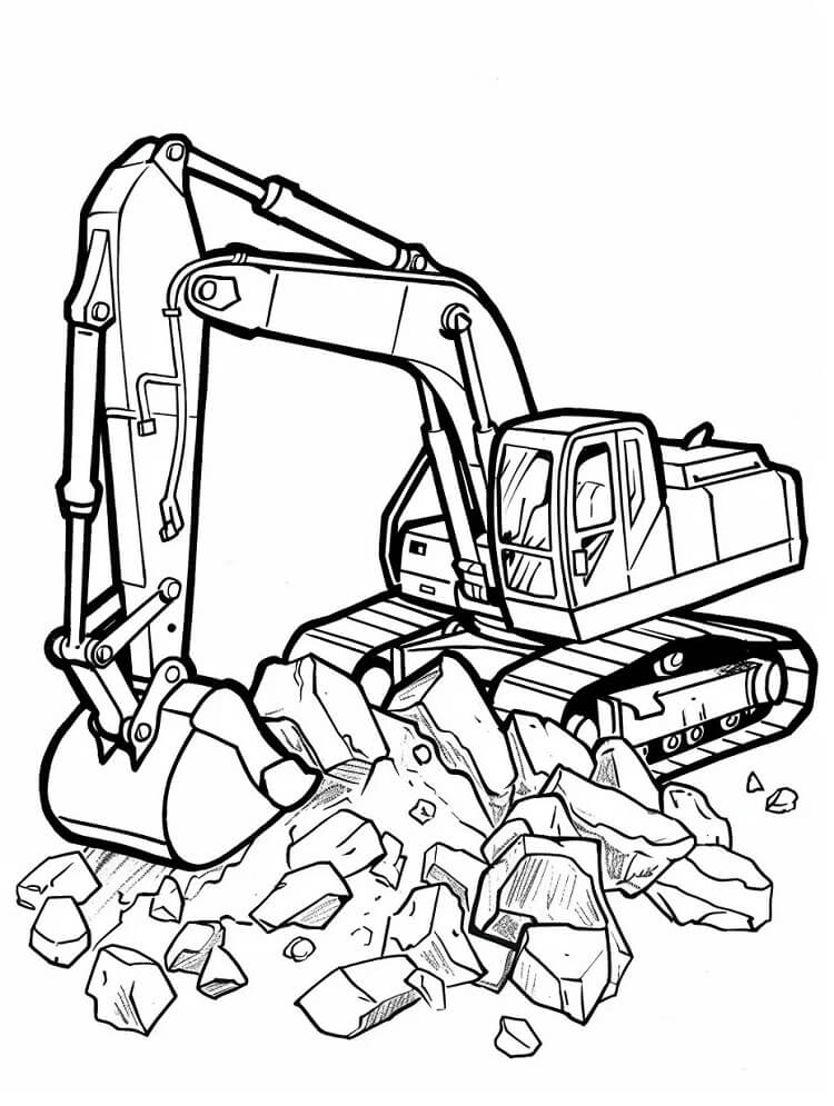Desenho de Escavadeira Grátis para Colorir