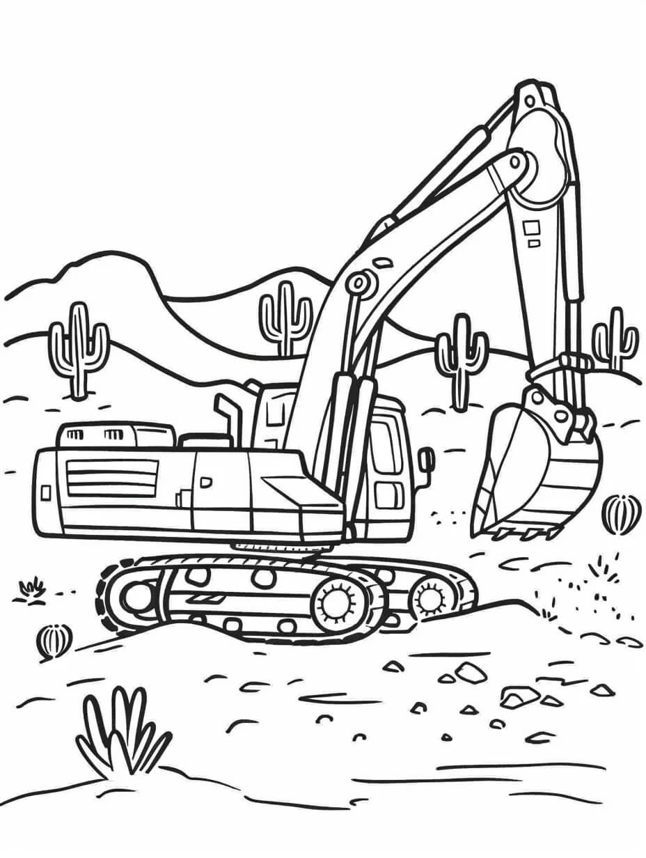 Desenho de Escavadeira Imprimivel Grátis para Crianças para Colorir