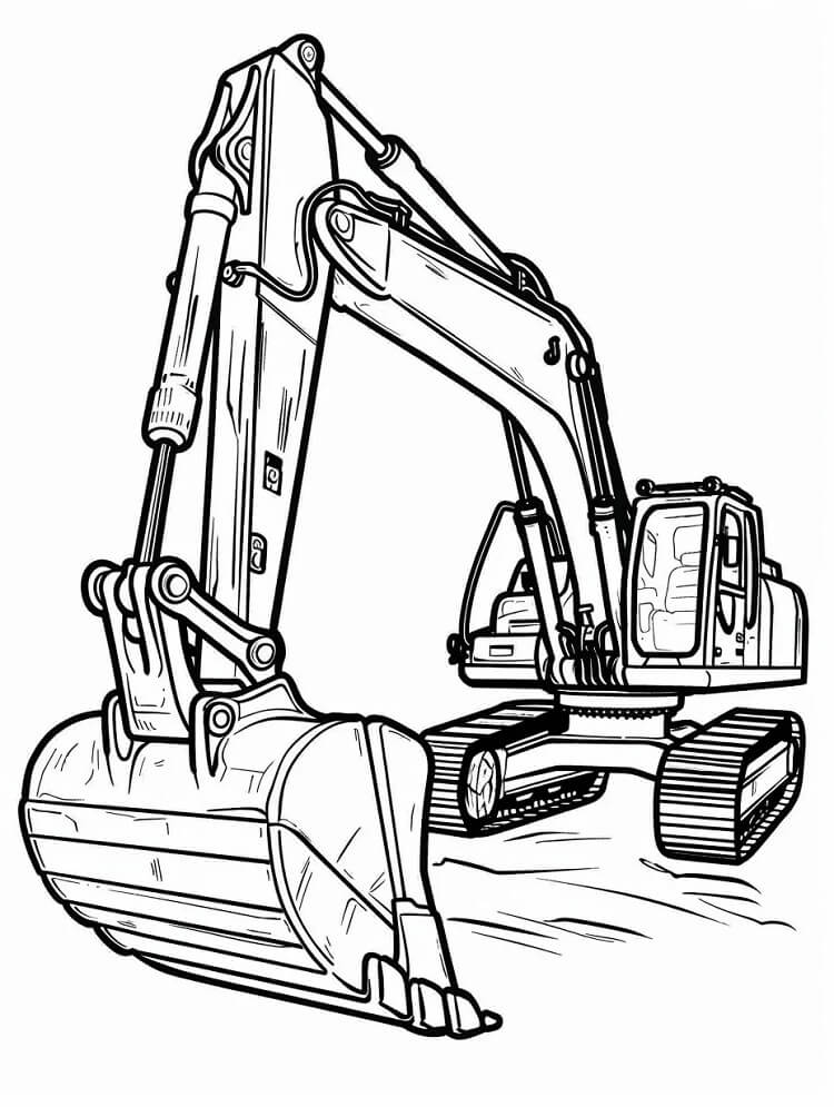 Desenho de Escavadeira Imprimivel para Crianças para Colorir