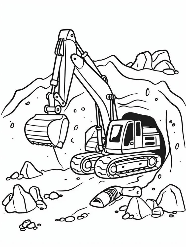Desenho de Escavadeira Imprimivel para Colorir
