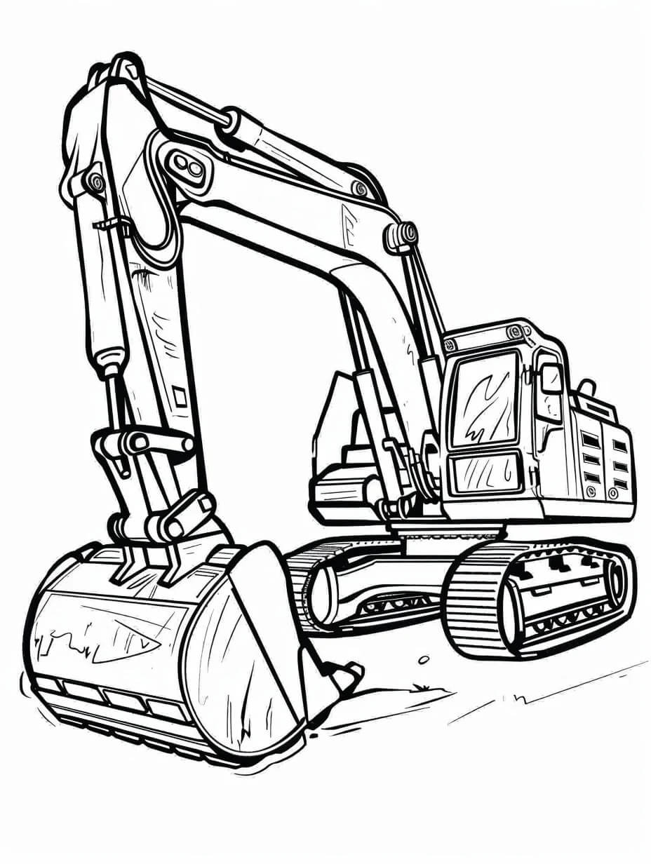 Desenho de Imprimivel Grátis Escavadeira para Crianças para Colorir