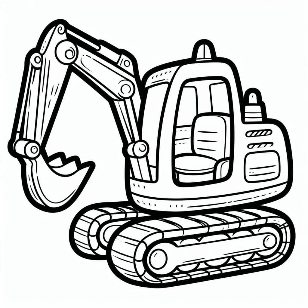 Desenho de Pintura de Escavadeira para Colorir