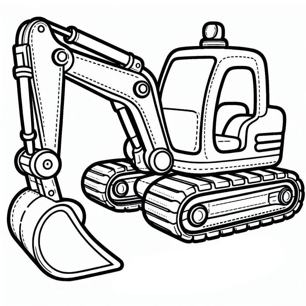 Desenho de uma Escavadeira Fofa para Colorir