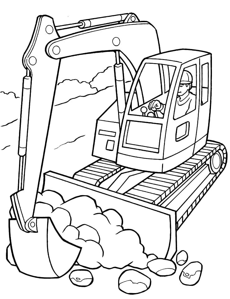 Desenho de Escavadeira Infantil para Imprimir