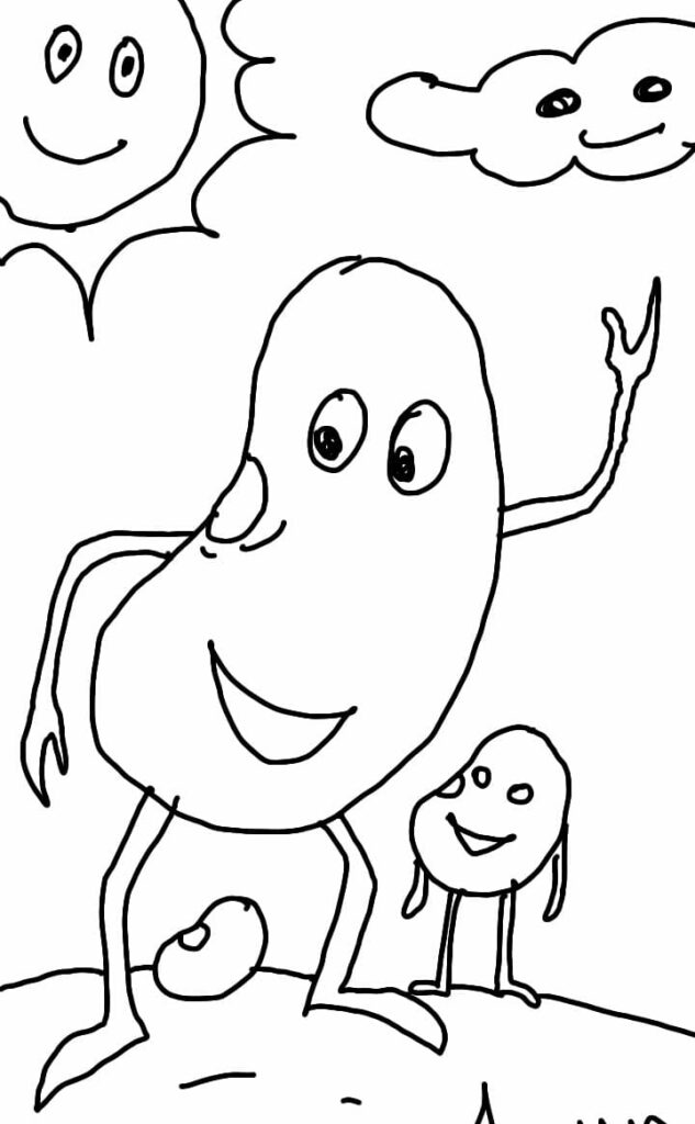 Desenho Feijão de Desenho Animado para Colorir