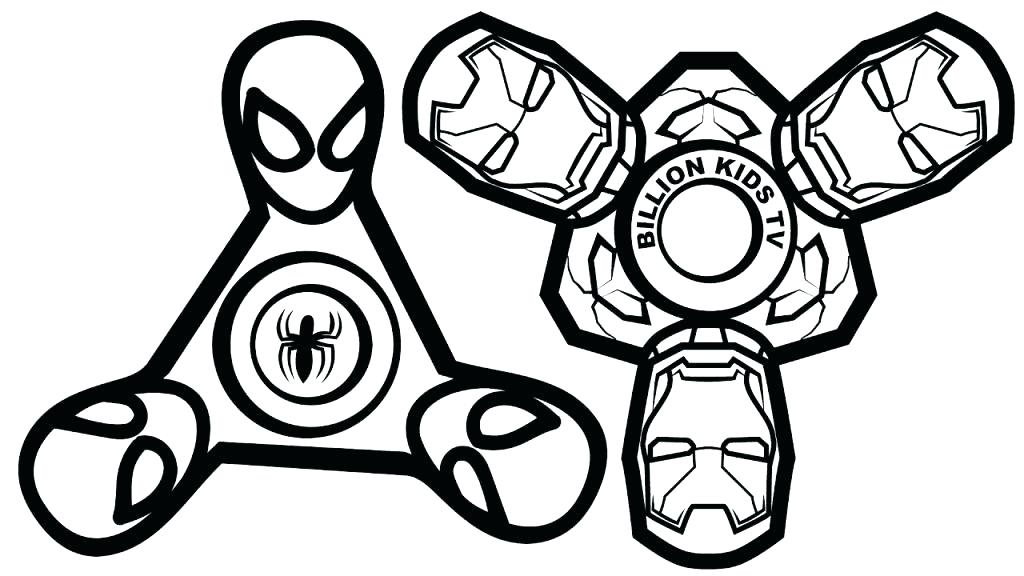 Desenho de Fidget Spinner Detalhado do Homem Aranha e Homem de Ferro para Colorir