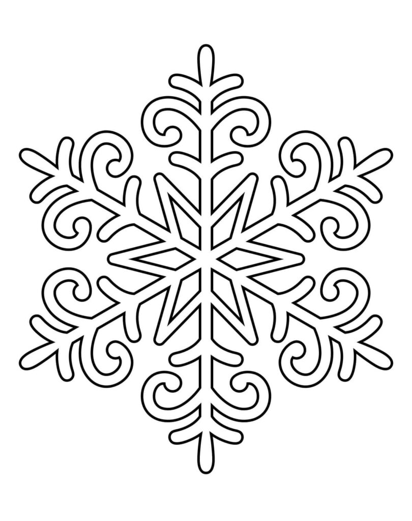 Desenho de Floco de Neve Simples para Desenhar e Colorir Grátis