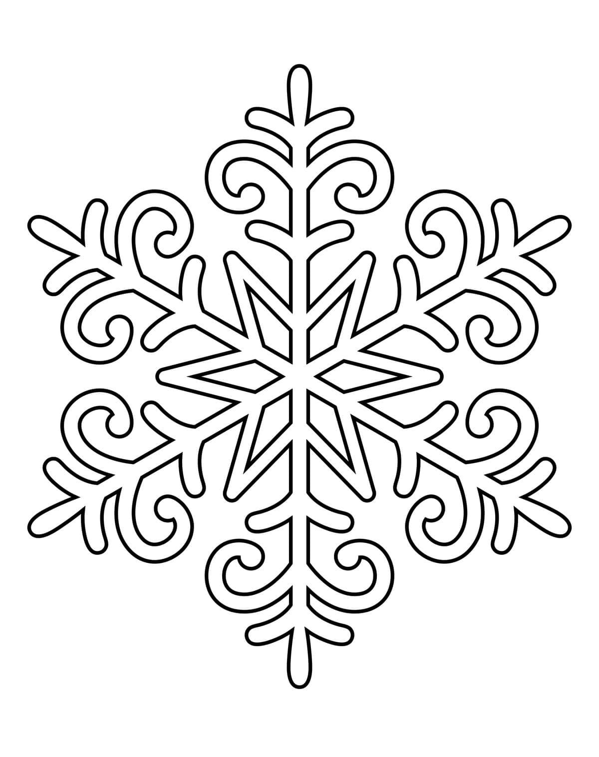 Desenho de Floco de Neve Simples para Desenhar e Colorir Grátis
