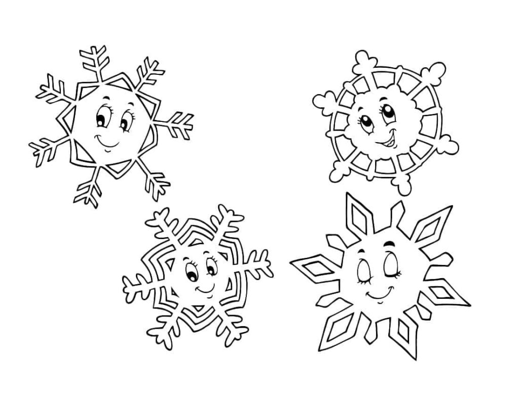 Desenho de Flocos de Neve Fofos para Colorir