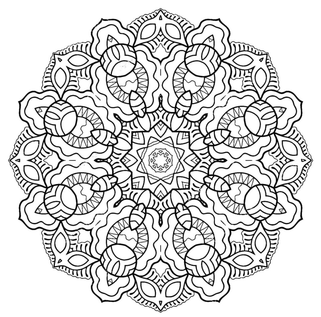 Desenho de Mandala de Floco de Neve para Colorir