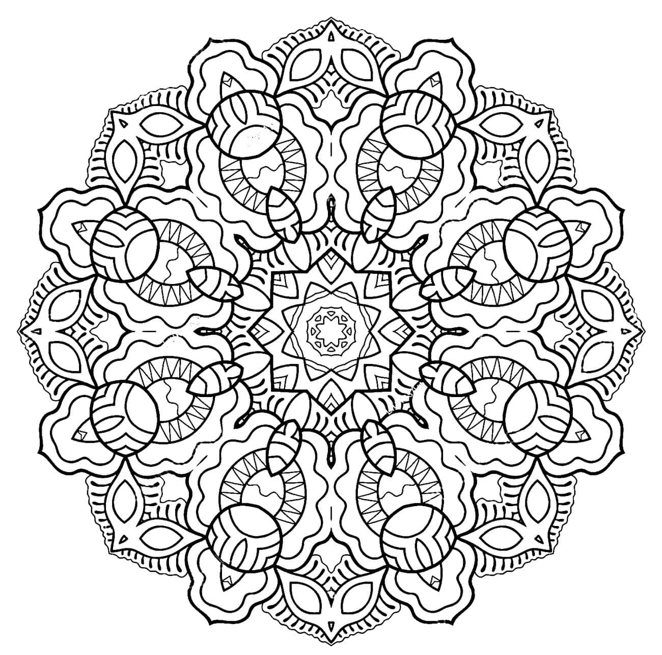 Desenho de Mandala de Floco de Neve para Colorir