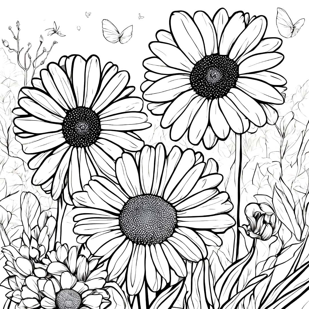 Desenho de Fundo de Margarida Grande para Colorir