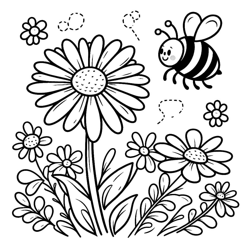 Desenho de Margarida e Inseto para Colorir