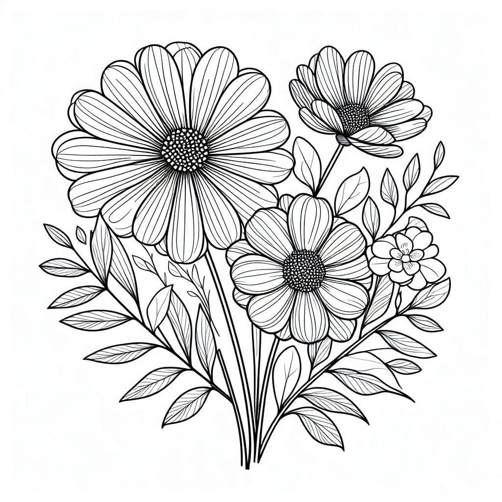 Desenho de Algumas Flores para Colorir