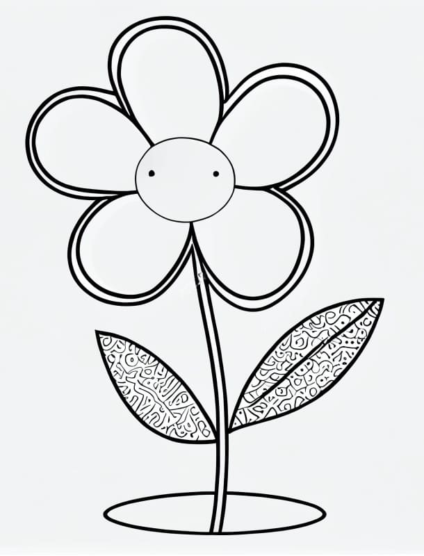 Desenho de Flor Fofa para Colorir