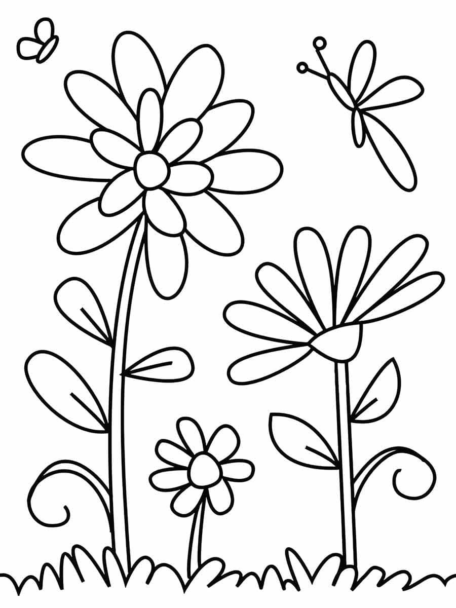 Desenho de Flores Básicas para Colorir