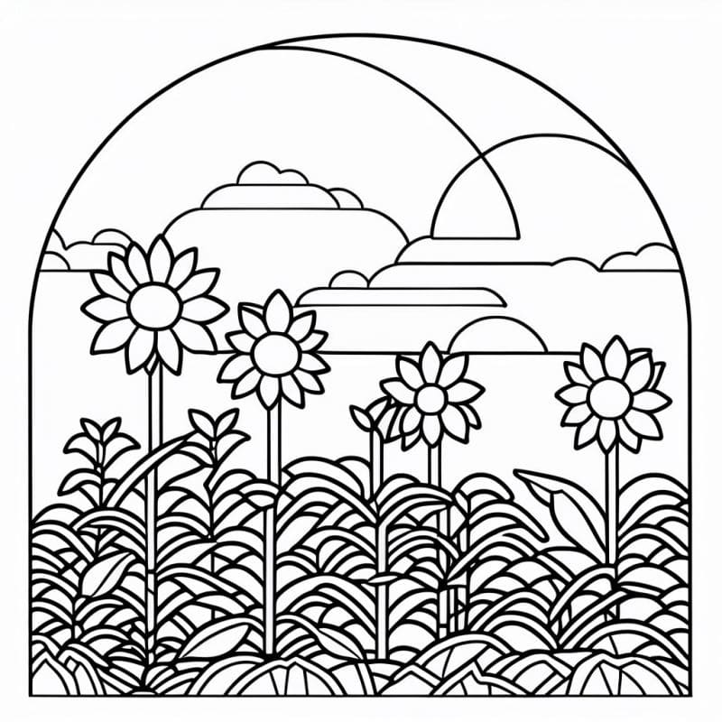 Desenho de Flores Imprimivel para Crianças para Colorir