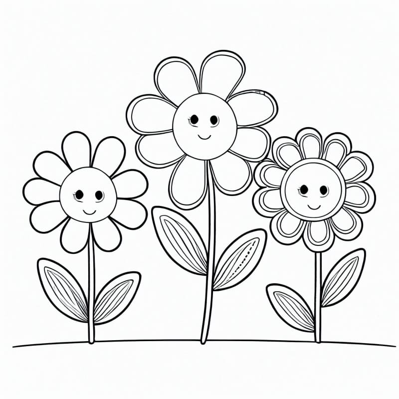 Desenho de Flores Muito Fofas para Colorir