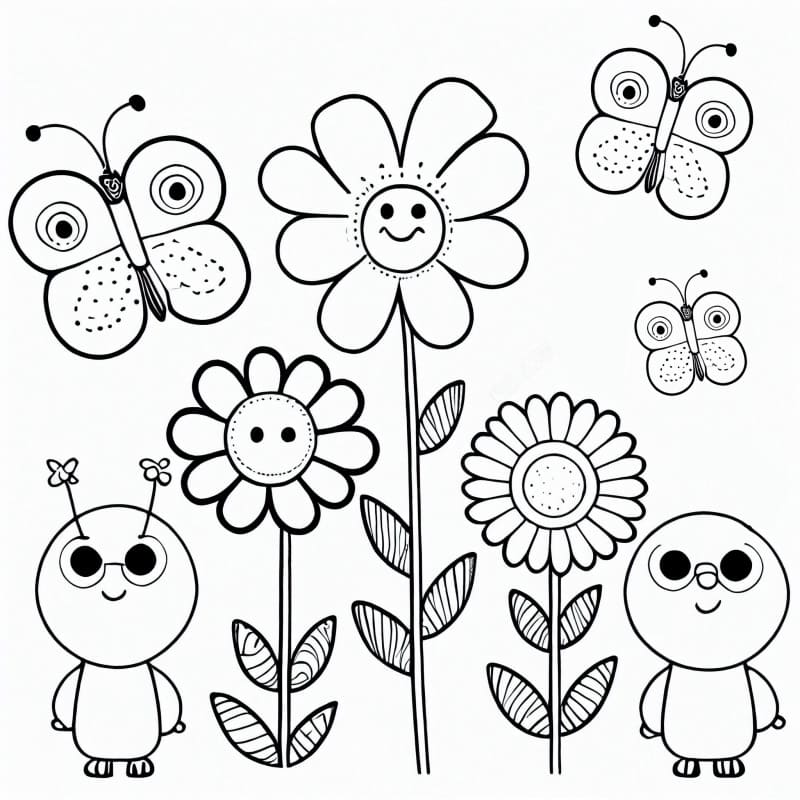 Desenho de Imagem de Flores para Colorir