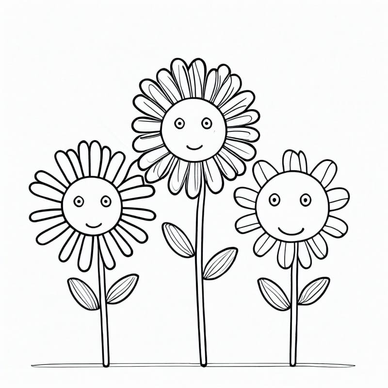 Desenho de Lindas Flores para Colorir