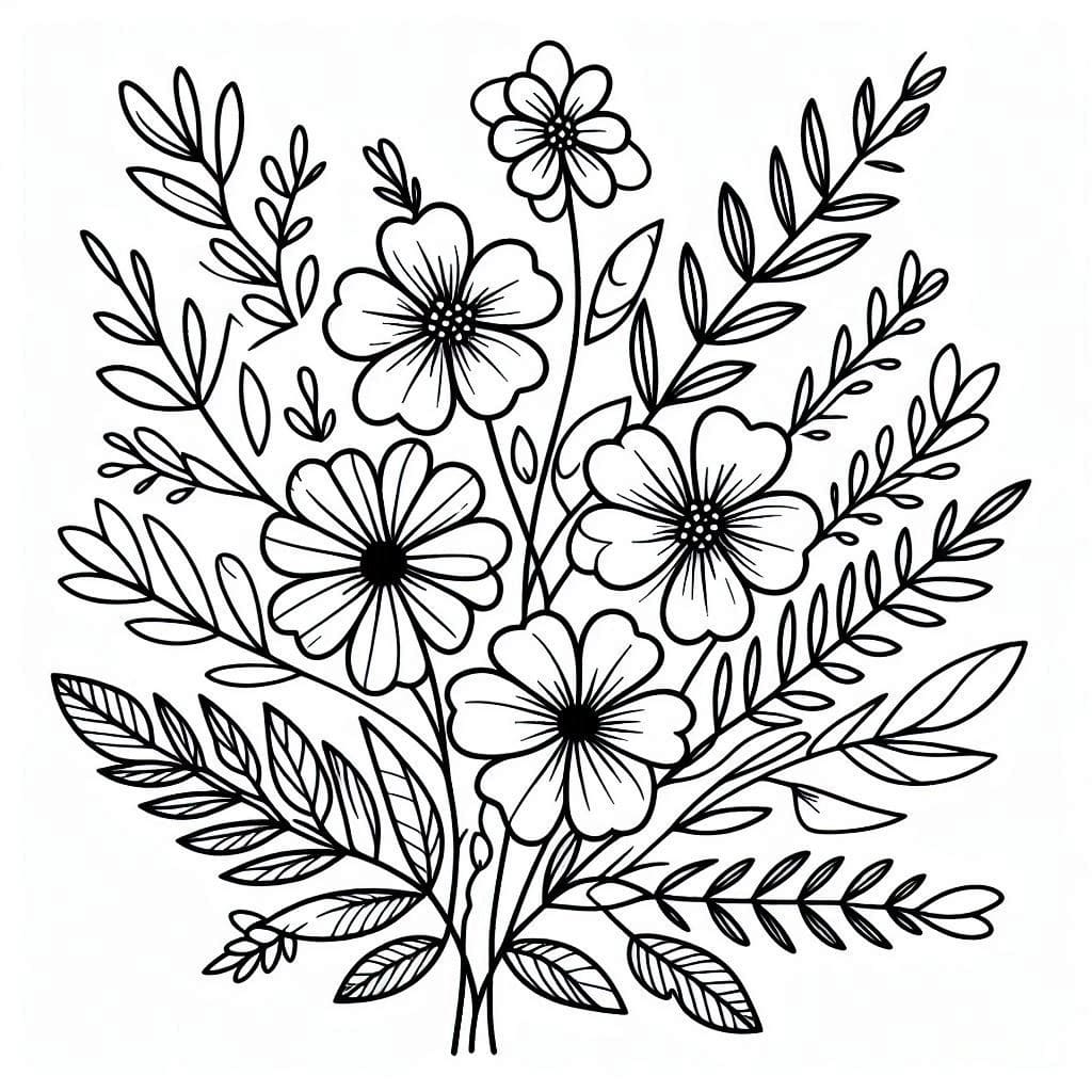 Desenho de Muitas Flores para Colorir